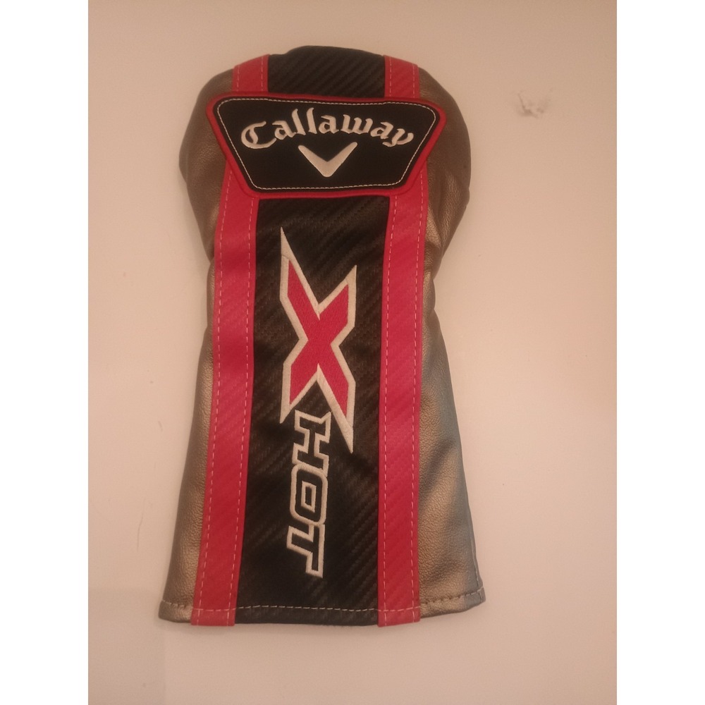 Callaway x Hot Driver Headcover Golf Club Head Cover Vinyl Red/Black/Silver Used